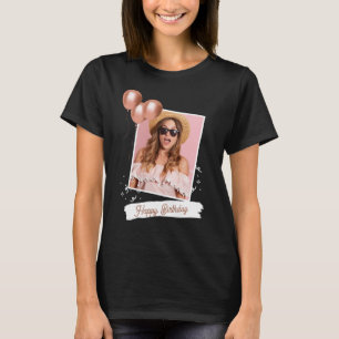 Black and White Happy Birthday Photo T-Shirt