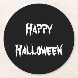 Black and White Happy Halloween Paper Coaster