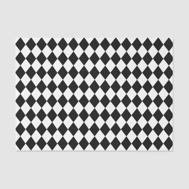 Black and White Harlequin Alice in Wonderland  Tissue Paper (Front)