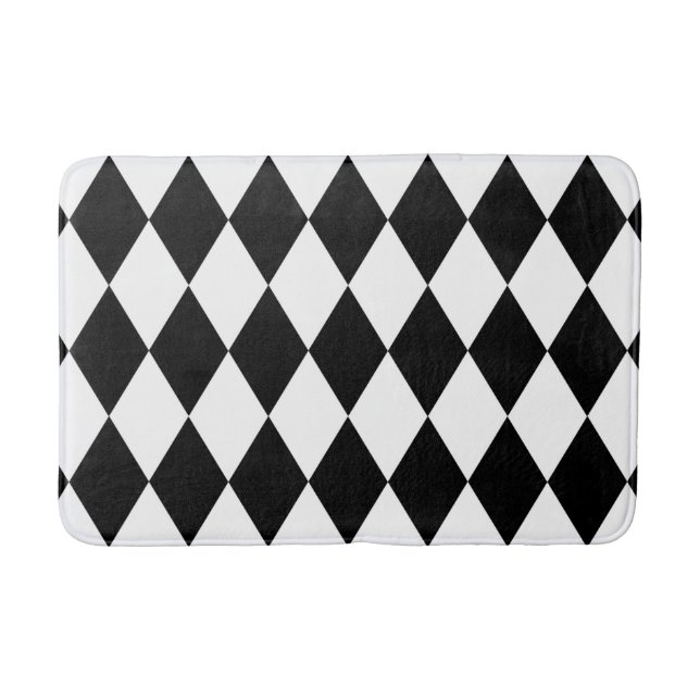 Black and White Harlequin Bath Mat (Front)