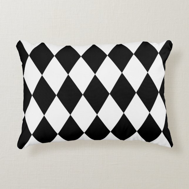 Black and White Harlequin Decorative Cushion (Front)