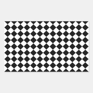 Black and White Harlequin Pattern Rectangular Sticker