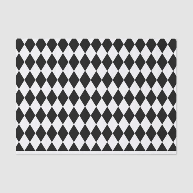 Black and White Harlequin Pattern Tissue Paper (Front)