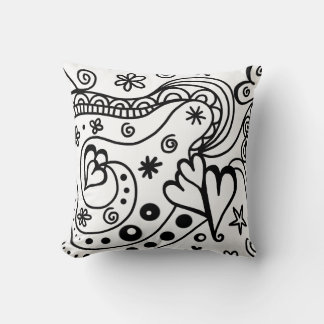 Black and White Heart Abstract Cushion