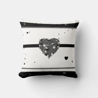 Black and White Heart Design Cushion