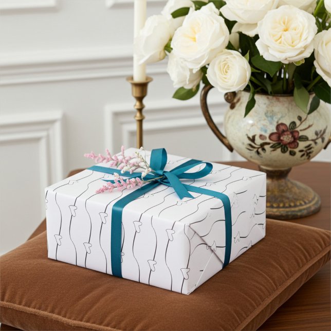 Black and White Heart Links Couple Wrapping Paper (Creator Uploaded)