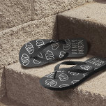 Black and White Heart Monogram Newlywed Honeymoon<br><div class="desc">If you're off on a road trip, a romantic cruise for two or a beach hut hide-a-way, pop a pair (or two) of these honeymoon hearts flip flops in your luggage - they won't take up too much space. A lovely gift for the newlyweds that can be personalized with their...</div>