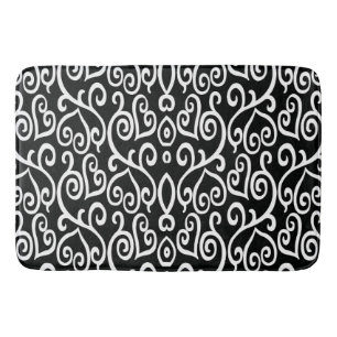 Black and White Heart Pattern Bath Mat