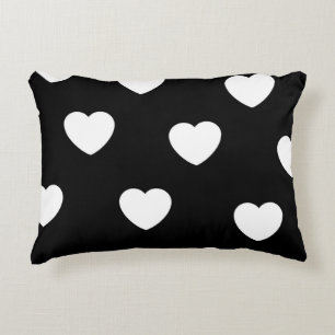 Black and White Heart Pattern  Decorative Cushion