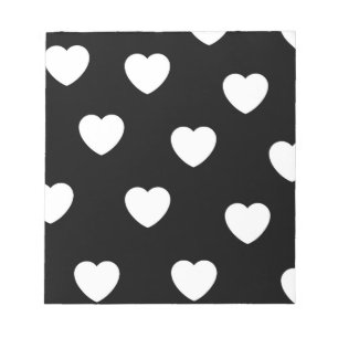 Black and White Heart Pattern Notepad