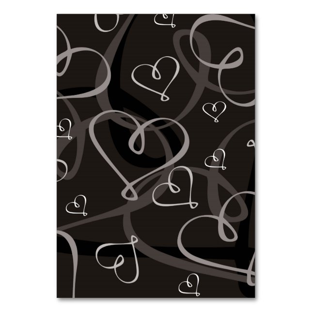 Black and white heart pattern table number (Front)