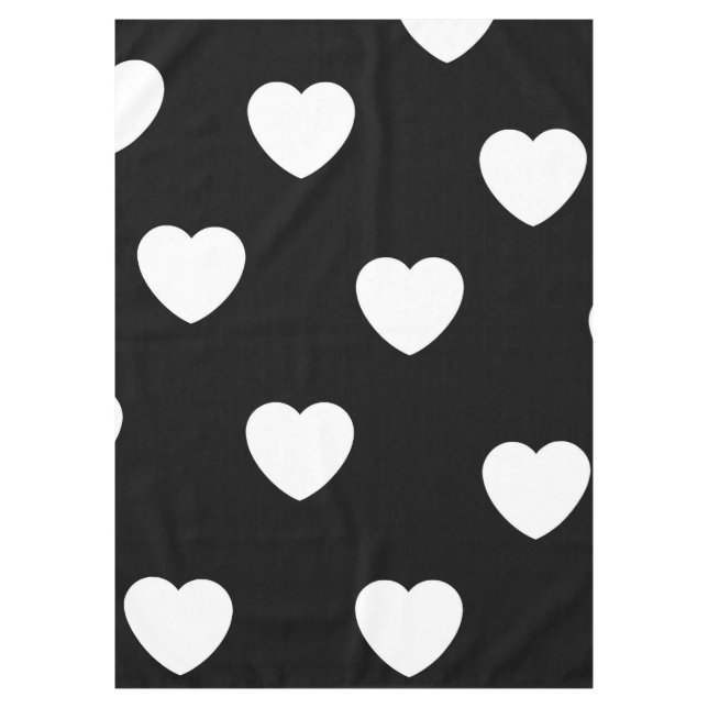 Black and White Heart Pattern  Tablecloth (Front)