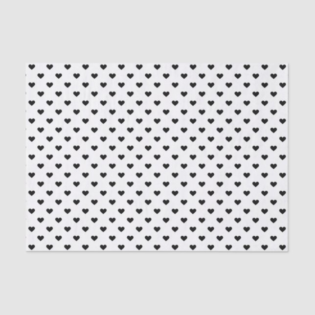 Black and White Heart Pattern Tissue Paper (Front)