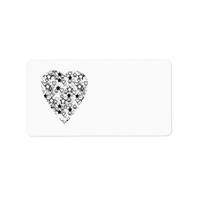 Black and White Heart. Patterned Heart Design. Label (Front)