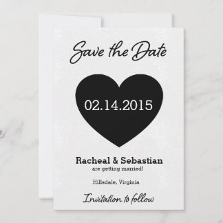 Black and White Heart Save the Date Card
