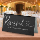 Black And White Heart Script Wedding Reserved