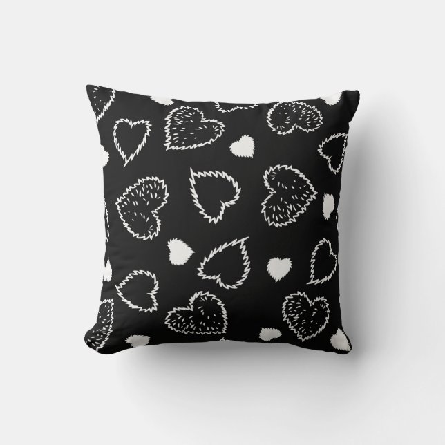 Black And White Hearts Cushion (Front)