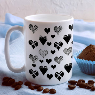 Black and white hearts drawing - Simple Diversity Coffee Mug