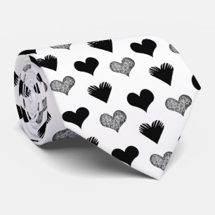 Black and white hearts drawing - Simple Diversity Tie