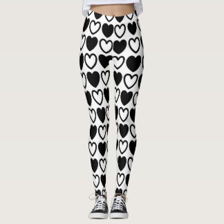 Black and White Hearts Leggings