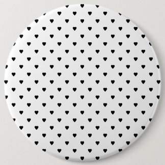 Black and White Hearts Pattern. 6 Cm Round Badge