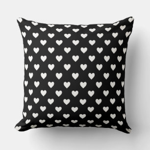 Black and White Hearts Pattern Cushion