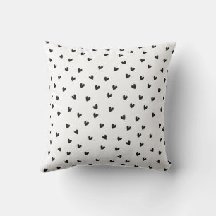 Black and White Hearts Pattern Monochrome Cushion