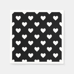 Black and White Hearts Pattern Napkin
