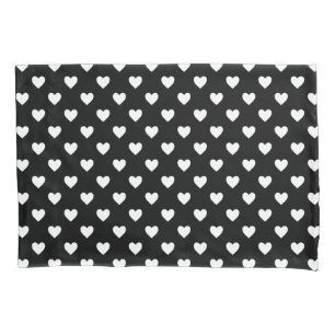 Black and White Hearts Pattern Pillowcase