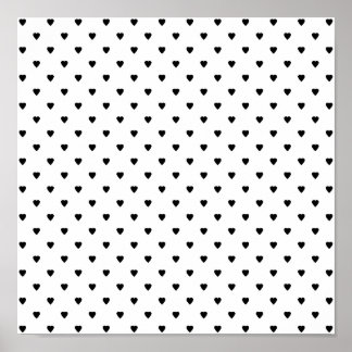 Black and White Hearts Pattern. Poster