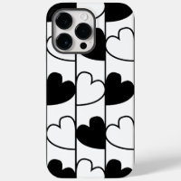 Black and White Hearts Stripes Pattern
