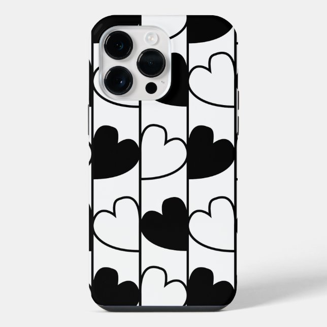Black and White Hearts Stripes Pattern    iPhone Case (Back)