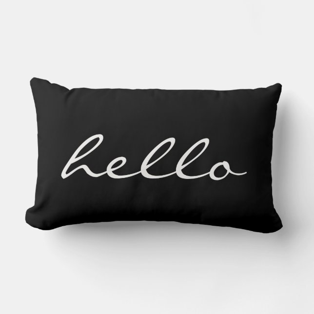 Black and White Hello Lumbar Cushion (Front)