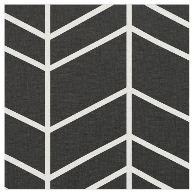 Black and White Herringbone Chevron Fabric (Close Up)