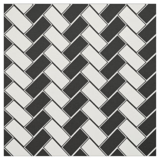 Black and White Herringbone Fabric