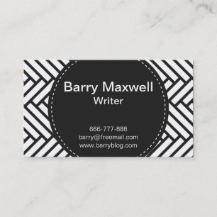 black and white herringbone pattern business card