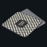 Black and White Herringbone Pattern with Monogram Laptop Sleeve<br><div class="desc">An attractive herringbone chevron design in black and white with personalised monogram that you can edit with your initial or other desired text. Protect your laptop or tablet device in style!</div>