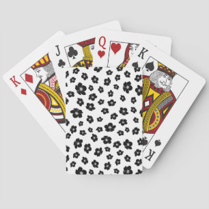 Black and White Hibiscus Floral Playing Cards