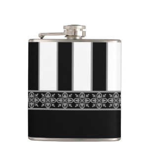 Black and white hip flask