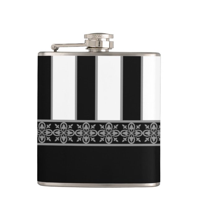 Black and white hip flask (Front)