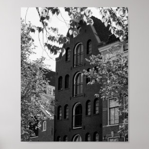Black and white historical building in Amsterdam Poster