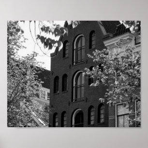 Black and white historical building in Amsterdam Poster
