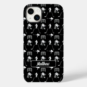 Black and White Hockey Modern Seamless Pattern iPhone 14 Plus Case