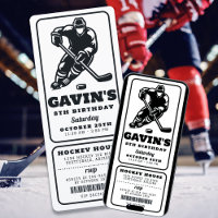 Black and White Hockey Ticket Sport Birthday Party