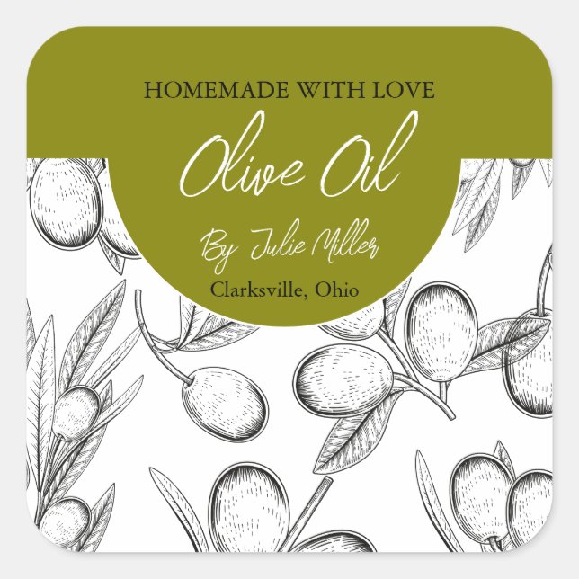 Black and White Homemade Olive Oil Label (Front)