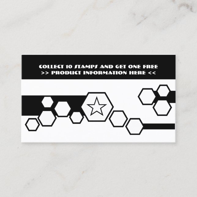 black and white honeycomb punch card (Front)