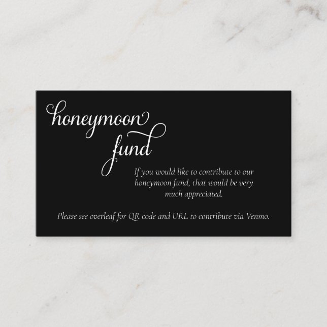 Black and White Honeymoon Fund Enclosure Card (Front)