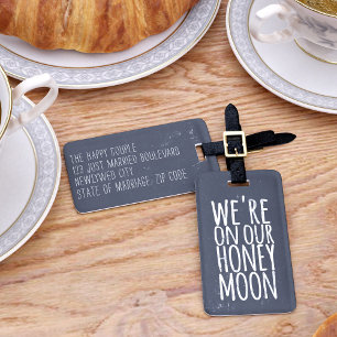 Black and  White Honeymoon Travel Luggage Tag