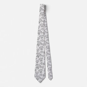 Black and White Honu Sea Turtles Hibiscus Flowers Tie