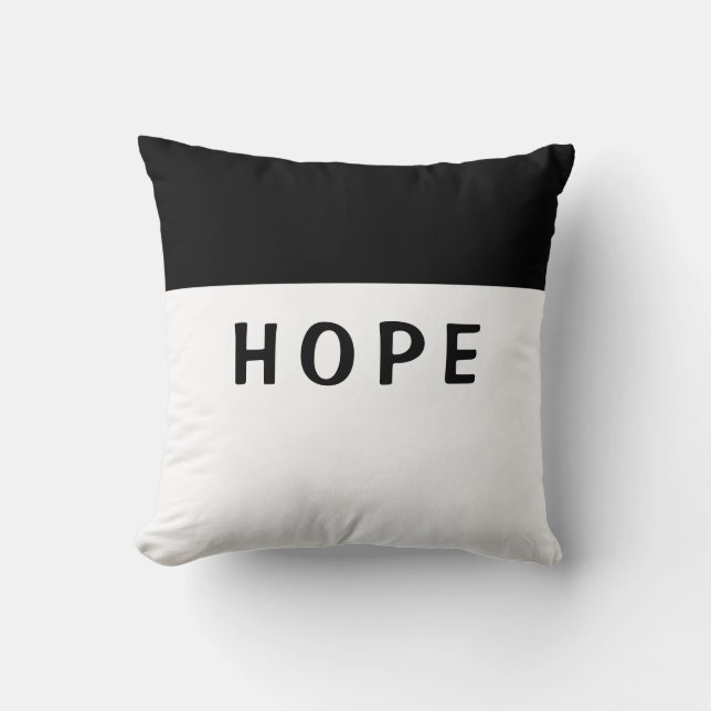 Black and White "Hope"  Cushion (Front)